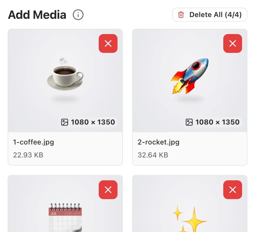 Four images uploaded to one post as a carousel